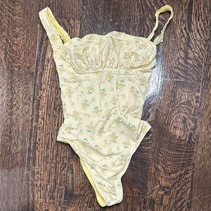 Frankie’s floral/yellow reversible swim suit